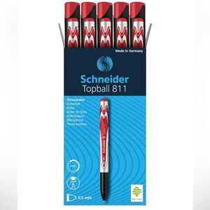 Schneider Pens Topball 811 Rollerball 0.5 mm Refillable Red Ink Box of 10 FC2